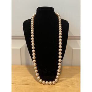 PEACH PEARL 9 mm Freshwater Real Authentic Vintage NECKLACE Great Condition 22”
